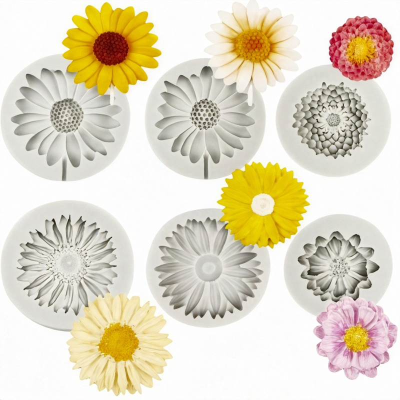 Resin Craft Ideas - 6 Pieces，Sunflower Daisy Silicone Mold，3D Flower