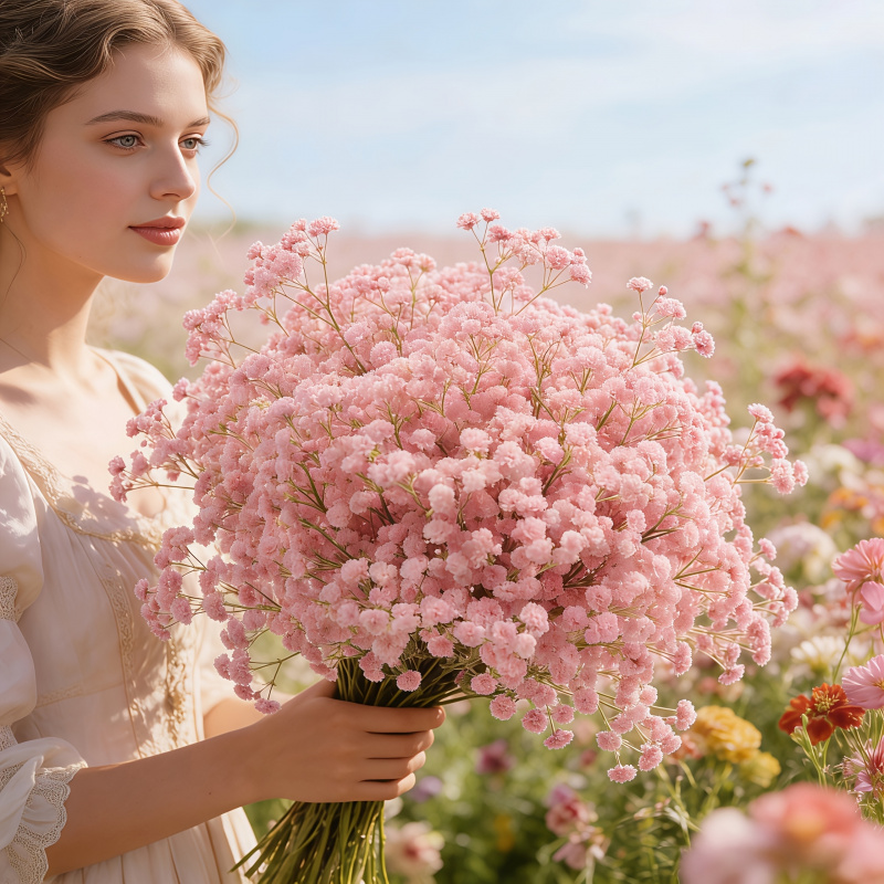 130-Stem Pink Gypsophila Artif - огляд і ціна Dried Flower Bulk